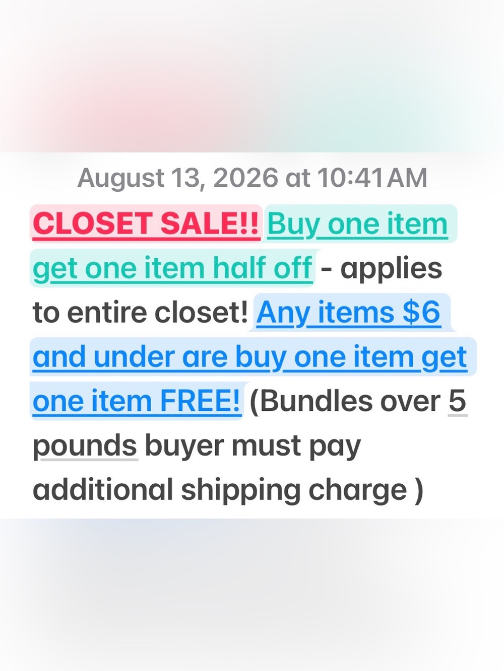 Closet Sale!